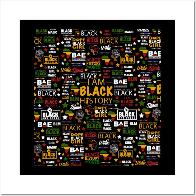 I Am Black History Month Pattern Wall Art by blackartmattersshop